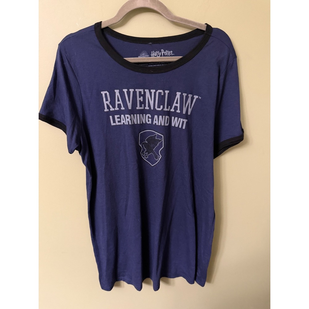 Harry Potter Ravenclaw Ringer T-Shirt Navy Blue Graphic Tee Women Size 1X